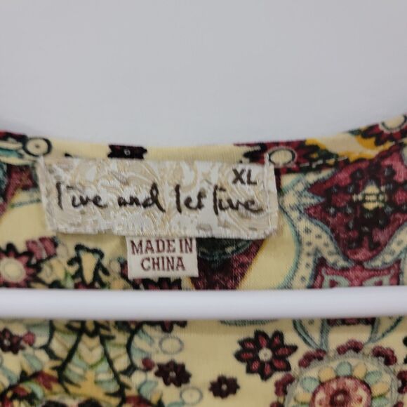 Live And Let Live Womens Top Size XL Boho Hippie Embroidered Floral Beaded - Picture 4 of 7